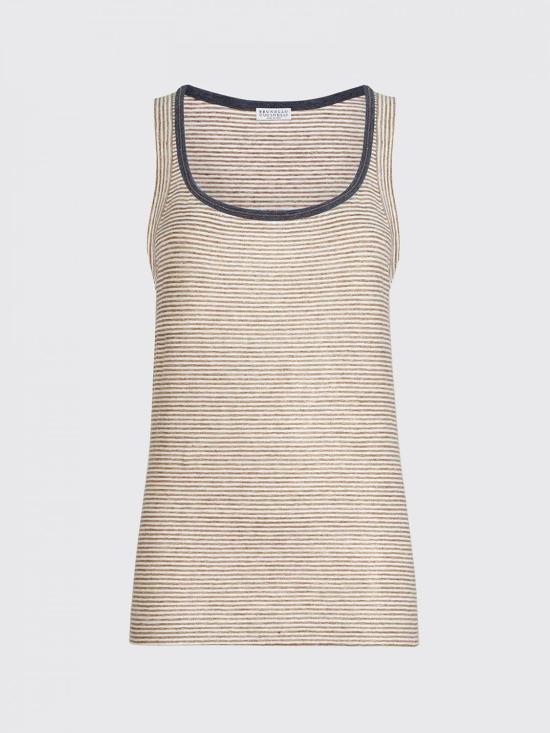 26SS 브루넬로 쿠치넬리 민소매 티셔츠 MQ977DU530 C2094 Brown - BRUNELLO CUCINELLI