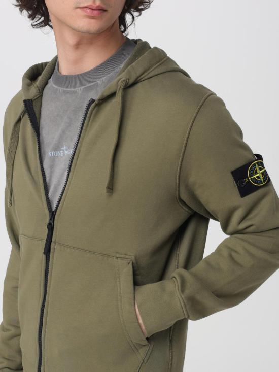 26SS 스톤 아일랜드 오가닉 코튼 플리스 레귤러 핏 후드 집업 6100061S0051 V005G Military - STONE ISLAND