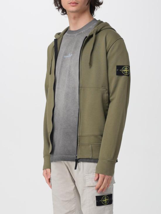 26SS 스톤 아일랜드 오가닉 코튼 플리스 레귤러 핏 후드 집업 6100061S0051 V005G Military - STONE ISLAND