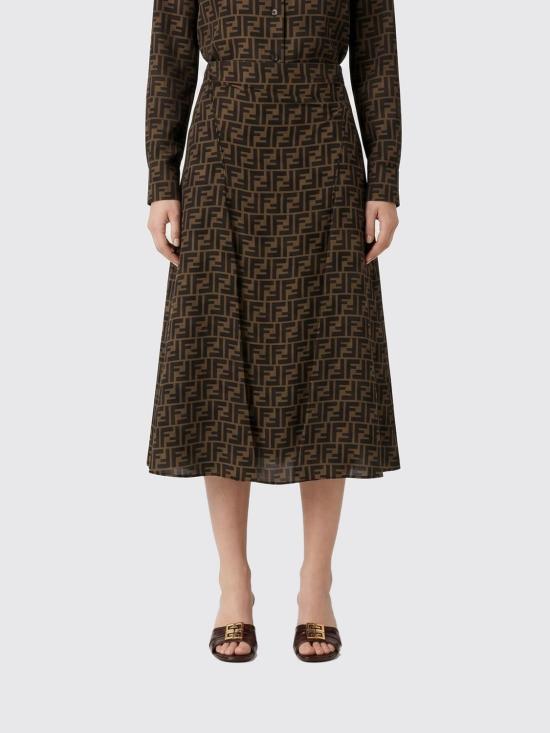 26SS 펜디 FF 트윌 스커트 FQ7601A8G3 F1440 Tobacco