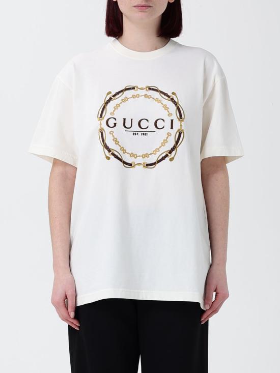 26SS 구찌 프린트 디테일 코튼 저지 티셔츠 837959XJHQY 9750 Milk