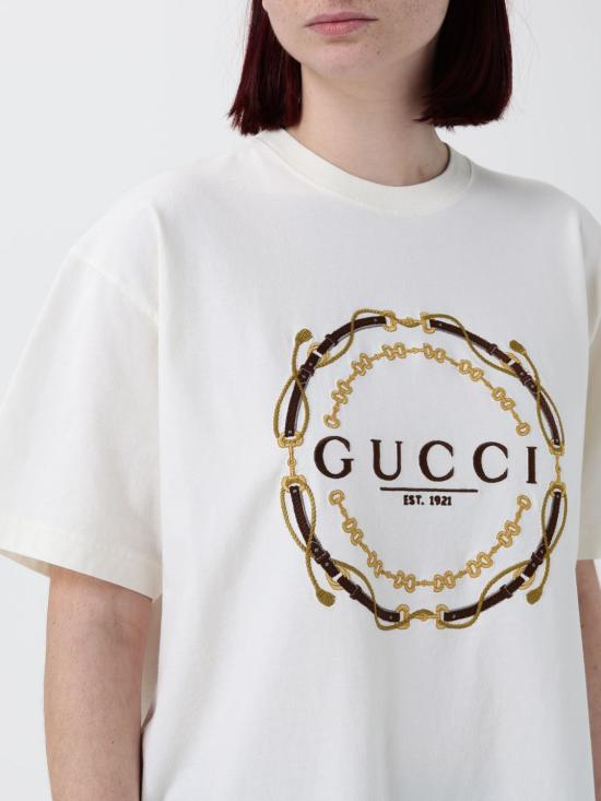 26SS 구찌 프린트 디테일 코튼 저지 티셔츠 837959XJHQY 9750 Milk - GUCCI