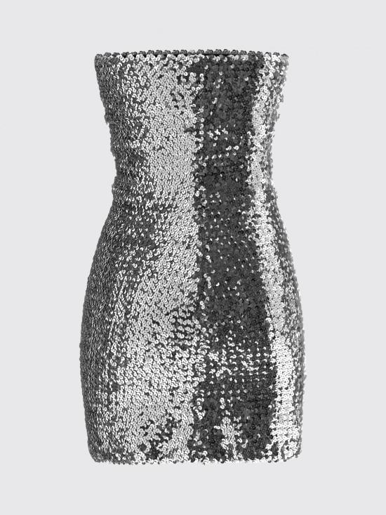 26SS 구찌 자수 시퀸 엘라스틱 드레스 860518ZZZAA 1700 Silver - GUCCI