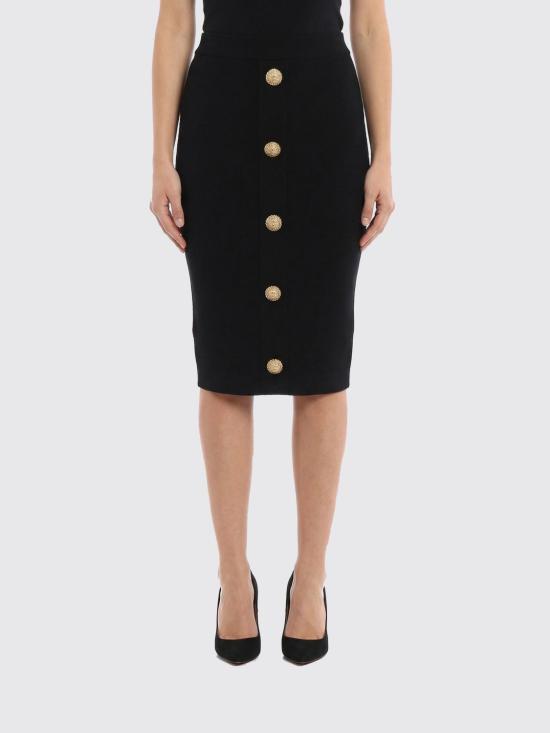 26SS 발망 미디 스커트 GF1LC018KJ43 0PA Black