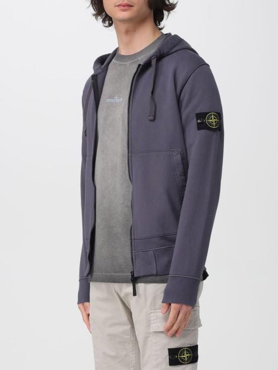 26SS 스톤 아일랜드 오가닉 코튼 플리스 레귤러 핏 후드 집업 6100061S0051 V002D Blue - STONE ISLAND