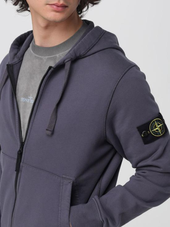 26SS 스톤 아일랜드 오가닉 코튼 플리스 레귤러 핏 후드 집업 6100061S0051 V002D Blue - STONE ISLAND