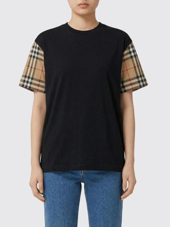 26SS 버버리 체크 코튼 티셔츠 8073028 Black