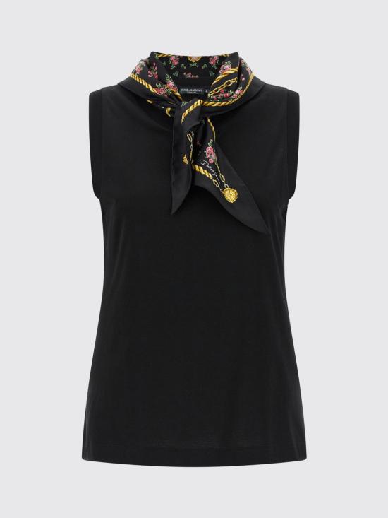 26SS 돌체앤가바나 스카프 저지 티셔츠 F8W29ZGDDO7 N0000 Black - DOLCE & GABBANA