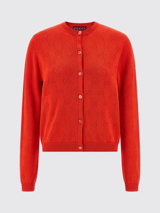 26SS 구찌 GG 포인텔 코튼 실크 가디건 856202XKFCO 5741 Red - GUCCI