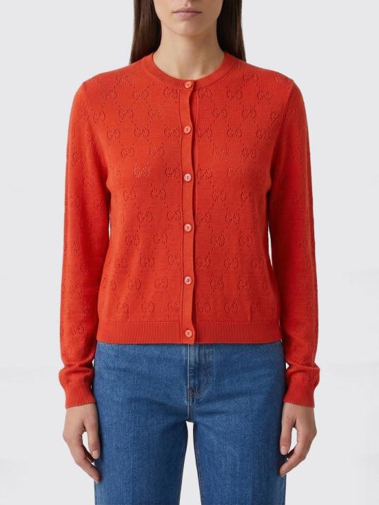 26SS 구찌 GG 포인텔 코튼 실크 가디건 856202XKFCO 5741 Red