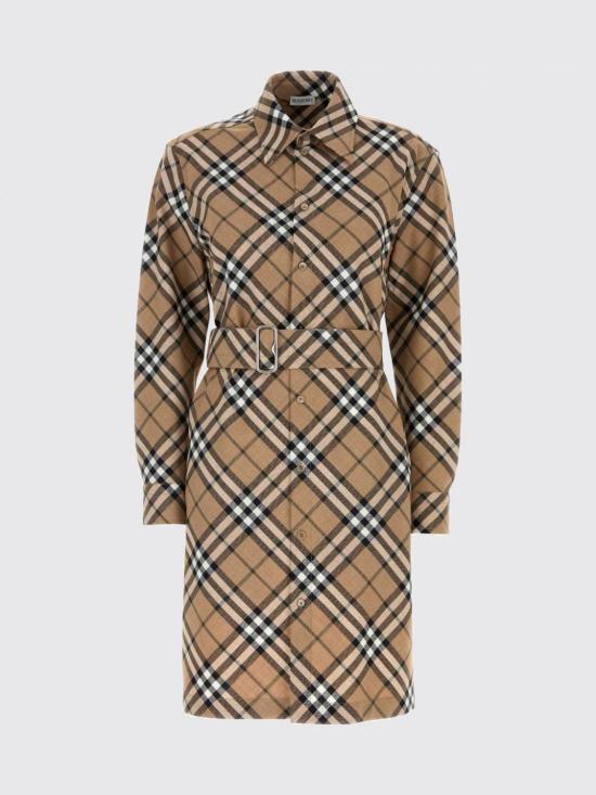 26SS 버버리 체크 울 블렌드 셔츠 드레스 8095080 Beige - BURBERRY