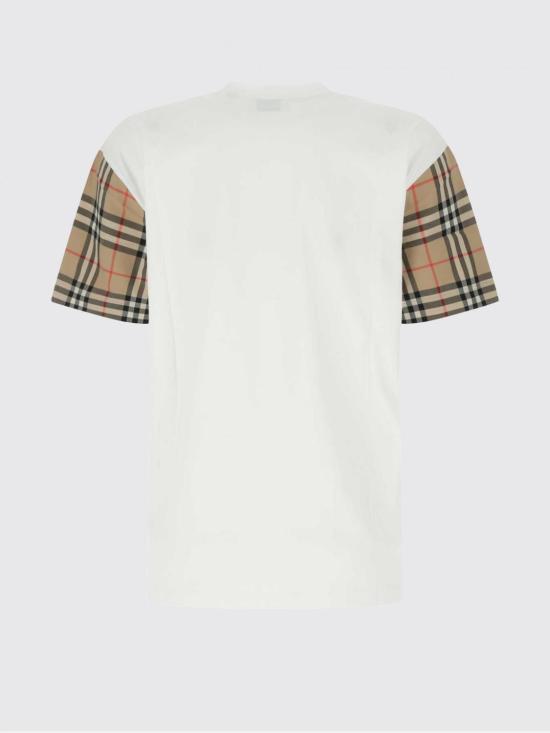 26SS 버버리 체크 슬리브 반팔 티셔츠 8042716 White - BURBERRY