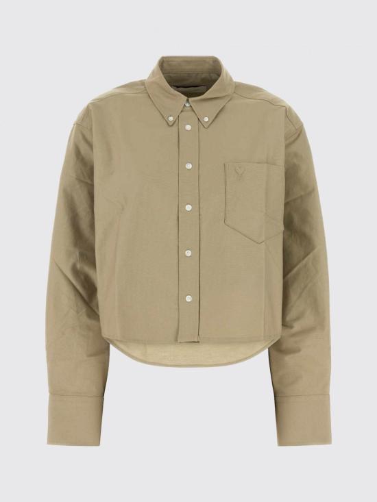 26SS 아미 톤온톤 하트 로고 크롭 오버사이즈 셔츠 FSH770CO0210 A036 Beige - AMI