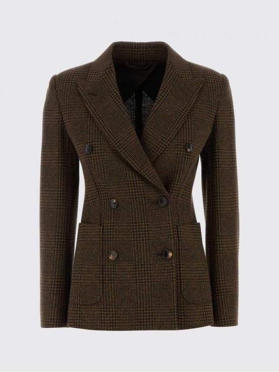 26SS 막스마라 지아차 체크 울 블렌드 더블 자켓 2521916062600 001 Dark - MAX MARA