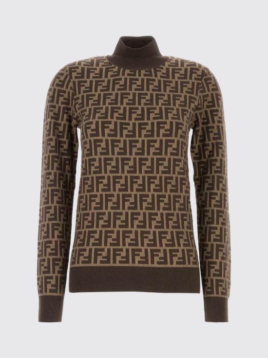 26SS 펜디 FF 자카드 코튼 하이칼라 스웨터 FZXC73ASJT F0GGE Tobacco - FENDI