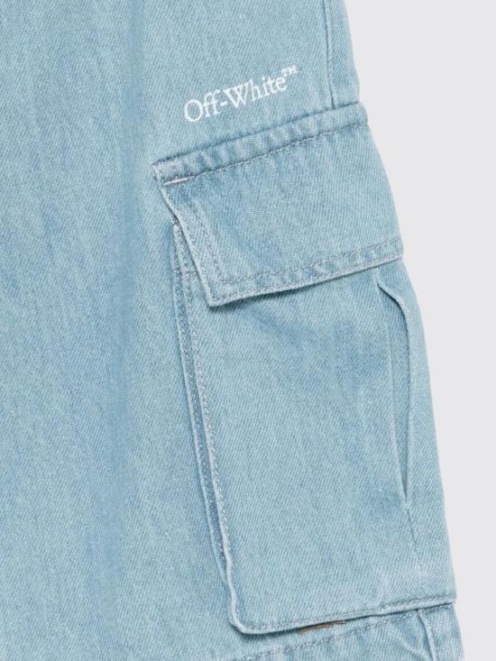 26SS [키즈] 오프화이트 쇼츠/버뮤다 44BYC002S26D001 423 Blue - OFF WHITE