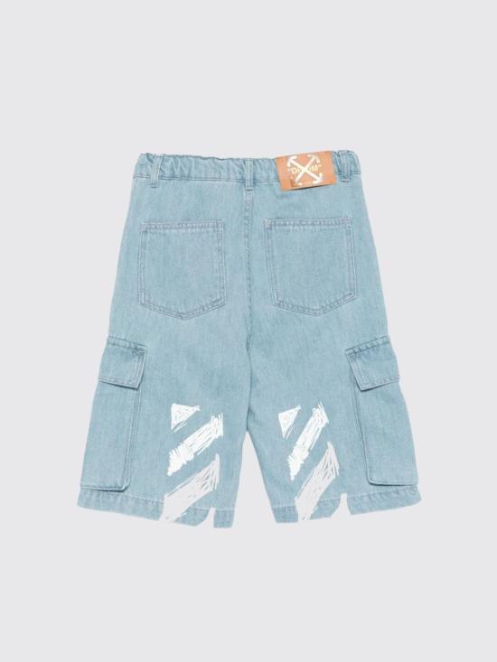 26SS [키즈] 오프화이트 쇼츠/버뮤다 44BYC002S26D001 423 Blue - OFF WHITE