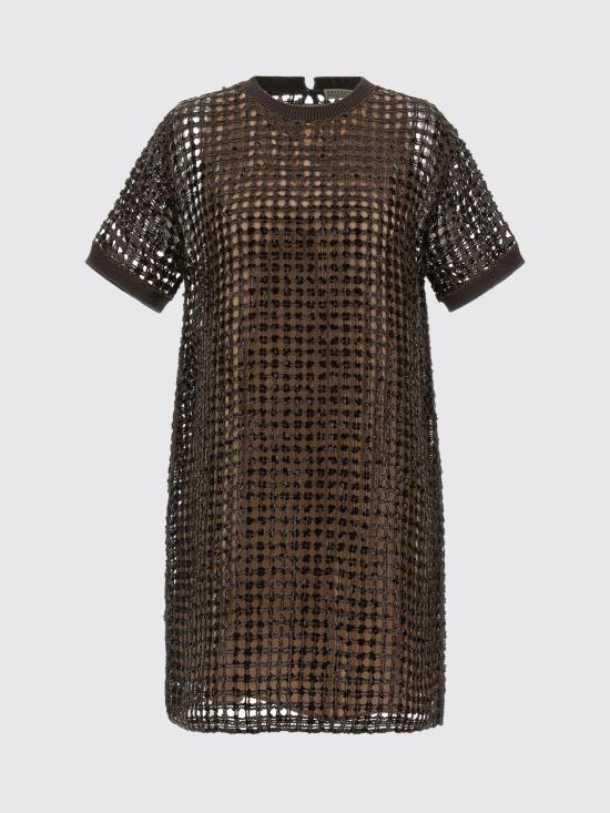 26SS 브루넬로 쿠치넬리 미디 원피스 MCBR11A90 C8589 Brown - BRUNELLO CUCINELLI