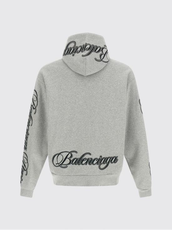 26SS 발렌시아가 커시브 오버사이즈 후드티셔츠 858143TTVM8 2569 Grey - BALENCIAGA