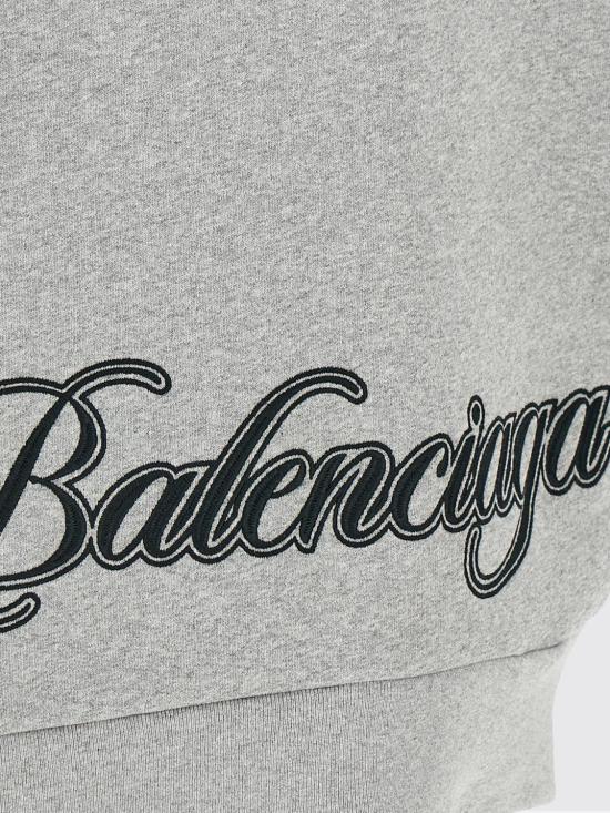 26SS 발렌시아가 커시브 오버사이즈 후드티셔츠 858143TTVM8 2569 Grey - BALENCIAGA