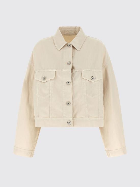 26SS 브루넬로 쿠치넬리 다이 코튼 & 리넨 아우터 재킷 ML9967674 C8739 White - BRUNELLO CUCINELLI