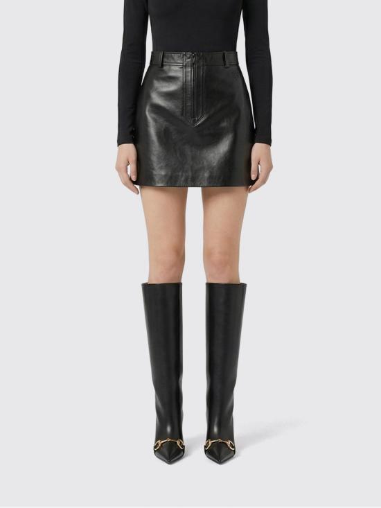 26SS 구찌 레더 미니 스커트 860694XNA6E 1000 Black