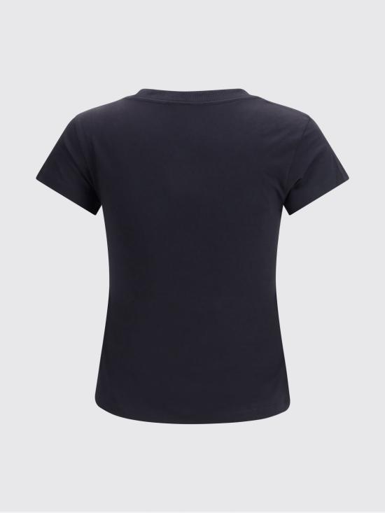26SS 가니 크로쉐 패치 베이직 코튼 저지 베이비 핏 티셔츠 A1050178 252 Charcoal - GANNI