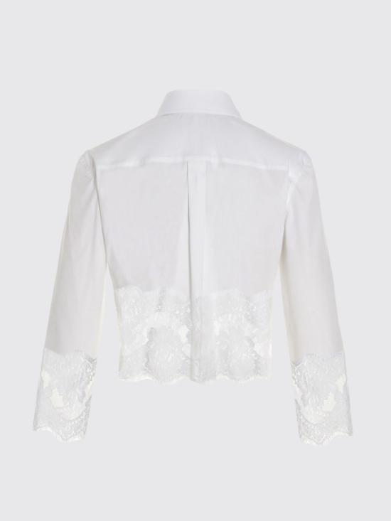 26SS 돌체앤가바나 레이스 인서트 크롭 포플린 셔츠 F5Q65TFUEEE W0800 White - DOLCE & GABBANA