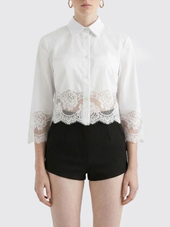 26SS 돌체앤가바나 레이스 인서트 크롭 포플린 셔츠 F5Q65TFUEEE W0800 White