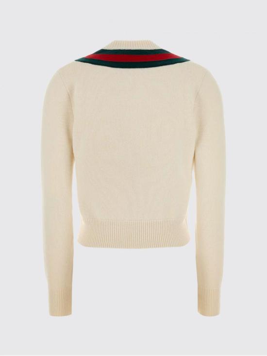 26SS 구찌 웹 파인 니트 울 스웨터 864987XKFG6 9090 White - GUCCI