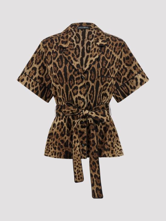 26SS 돌체앤가바나 벨티드 실크 셔츠 F5G67TFSAXY HY13M Brown - DOLCE & GABBANA