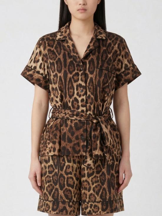 26SS 돌체앤가바나 벨티드 실크 셔츠 F5G67TFSAXY HY13M Brown