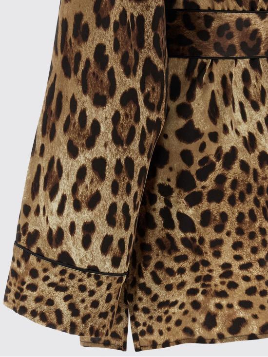 26SS 돌체앤가바나 레오파드 프린트 새틴 벨티드 파자마 셔츠 F5I89TFSAXY HY13M Brown - DOLCE & GABBANA
