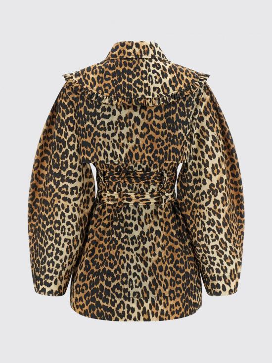 26SS 가니 레오파드 쇼트 트렌치 코트 A1010074 859 Brown - GANNI