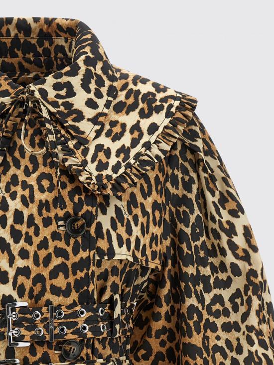 26SS 가니 레오파드 쇼트 트렌치 코트 A1010074 859 Brown - GANNI