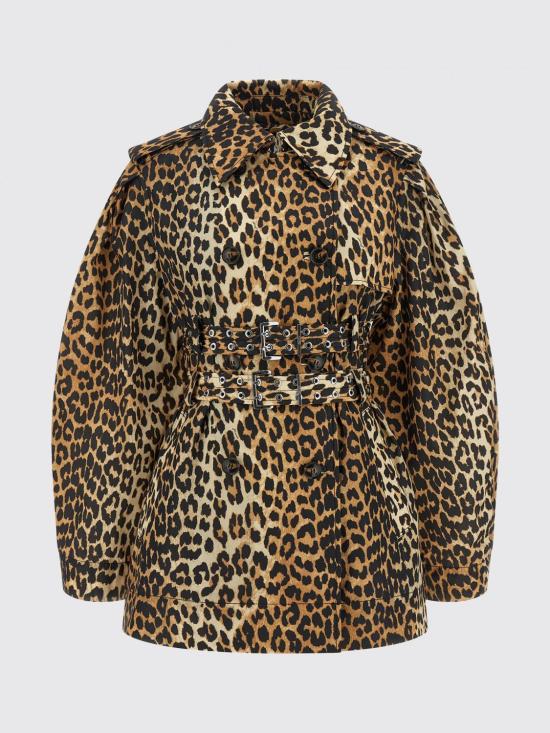 26SS 가니 레오파드 쇼트 트렌치 코트 A1010074 859 Brown - GANNI