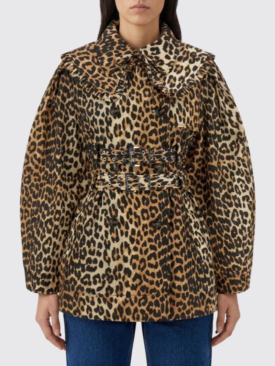 26SS 가니 레오파드 쇼트 트렌치 코트 A1010074 859 Brown