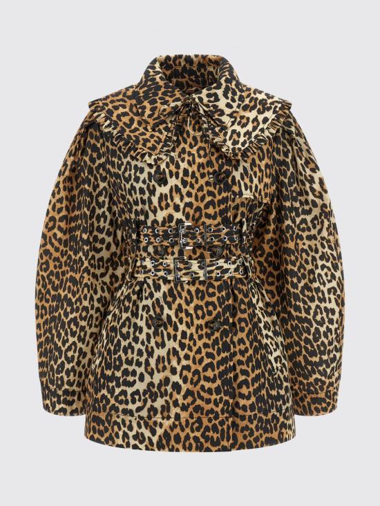26SS 가니 레오파드 쇼트 트렌치 코트 A1010074 859 Brown - GANNI