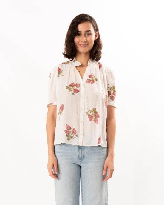  알릭스 오브 보헤미아 블라우스 위니 스트로베리 도트 셔츠 오프 화이트