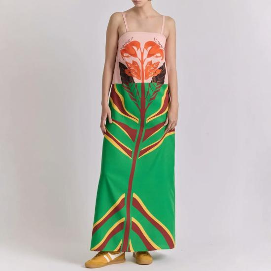  DeLoreta 롱 원피스 De Loreta Aloe 드레스 Amapola 프린트