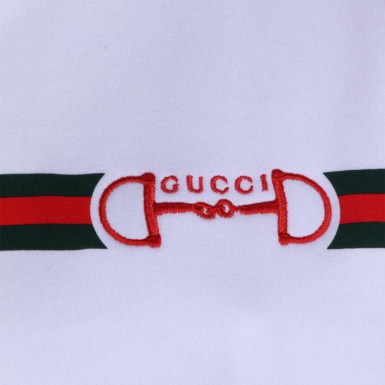  구찌 후드 티셔츠 화이트 코튼 스웨트셔츠 - GUCCI