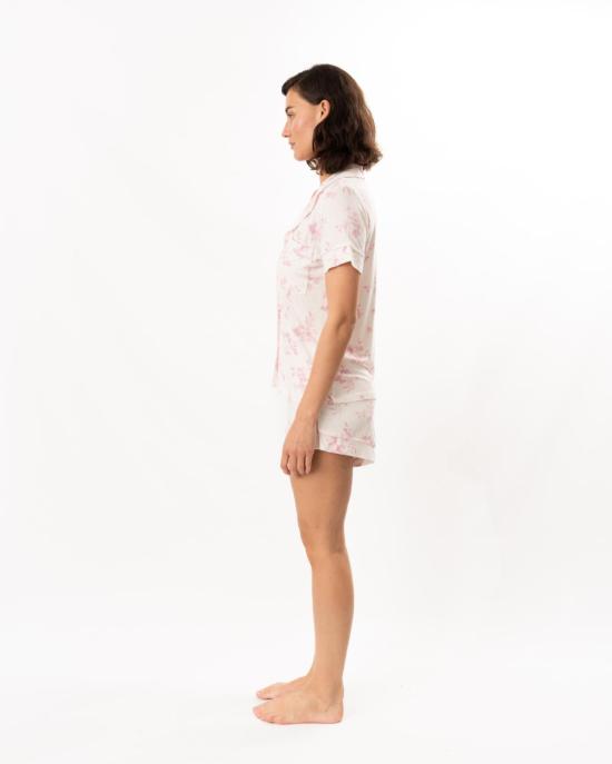  에버제이 라운지 웨어 지젤 프린트 릴렉스드 숏 파자마 세트 로즈 가든 카메오 핑크/페일 핑크 - EBERJEY