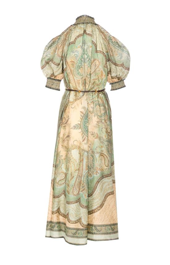  짐머만 롱 원피스 원더러스트 빌로우 드레스 그린 - ZIMMERMANN