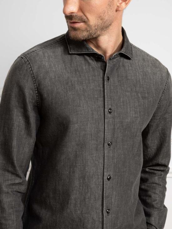  오엔에스 긴팔 셔츠 O.N.S 아서 데님  미드 블랙 - O.N.S