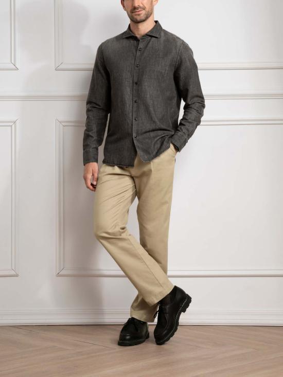  오엔에스 긴팔 셔츠 O.N.S 아서 데님  미드 블랙 - O.N.S