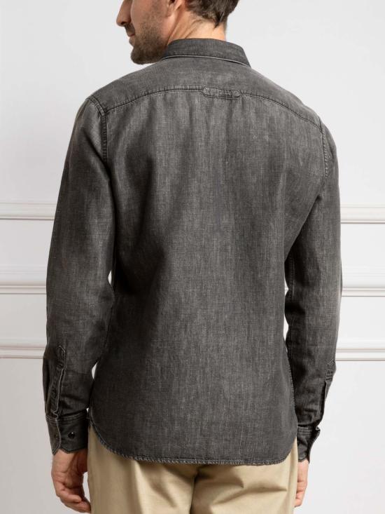  오엔에스 긴팔 셔츠 O.N.S 아서 데님  미드 블랙 - O.N.S