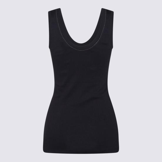  브루넬로 쿠치넬리 민소매 티셔츠 Brunello Cucinelli 다크 블루 코튼 탑 - BRUNELLO CUCINELLI