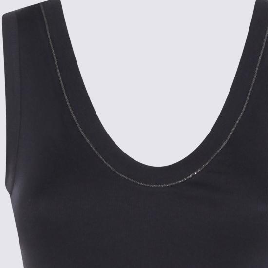  브루넬로 쿠치넬리 민소매 티셔츠 Brunello Cucinelli 다크 블루 코튼 탑 - BRUNELLO CUCINELLI