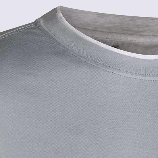  브루넬로 쿠치넬리 반팔 티셔츠 라이트 블루 코튼 티셔츠 - BRUNELLO CUCINELLI