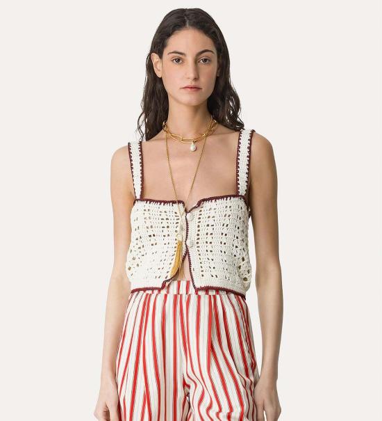  포르테포르테 스웨터 포르테 포르테 마이 탑 "케이블 럭스" 핸드 크로셰 탑 - FORTE FORTE